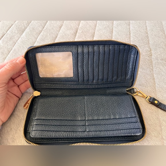 MICHAEL KORS Navy Blue Pebble Leather Full Zippered Wallet Wristlet Orig $145 - Picture 5 of 12